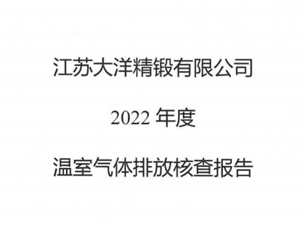 江苏大洋精锻有限公司-2022年度碳核查报告